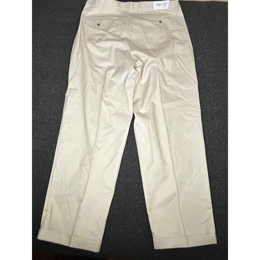 VTG Nautica Pants Men Beige Sand Bar Pleated Chino Cuffed 90s 42‎ x 32 NWT